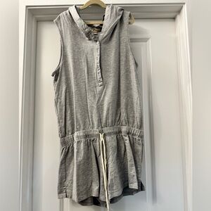 Gray Sleeveless Hooded Romper